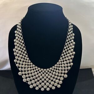 Elegant Silver Tone Statement Necklace